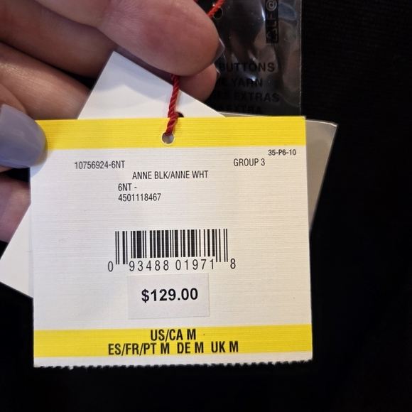 Anne KleinTipped Patch-Pocket Cardigan Women's Medium Black Open Front - Picture 3 of 15